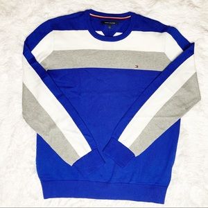 TOMMY HILFIGER CREW SWEATER BLUE GRAY WHITE NWT